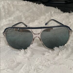 Ray-Ban Blue Silver Aviator Sunglasses with Double Bridge RB2198 BILL NIB